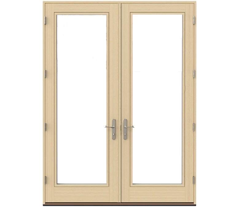 Charlotte Pella Lifestyle Series Wood Double Hinged Patio Doors